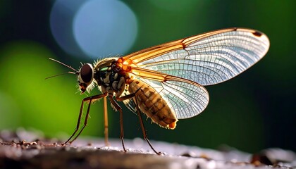 Close-up of an insect with delicate wings.