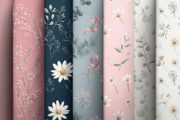  Neutral wildflower seamless pattern 