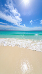 Tropical sea waves white sand clear water blue sky sunlight summer beach nature relaxation vacation