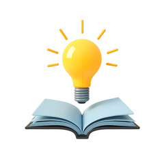 open book, bright yellow light bulb, floating above open book, 3d illustration, digital art,
highly detailed cinematic lighting