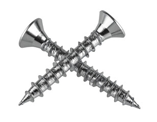 Set of Two Grounding Screws Crossed in X-Shape, isolated on transparent background