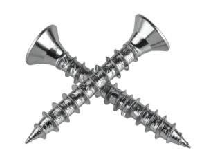 Set of Two Grounding Screws Crossed in X-Shape, isolated on transparent background