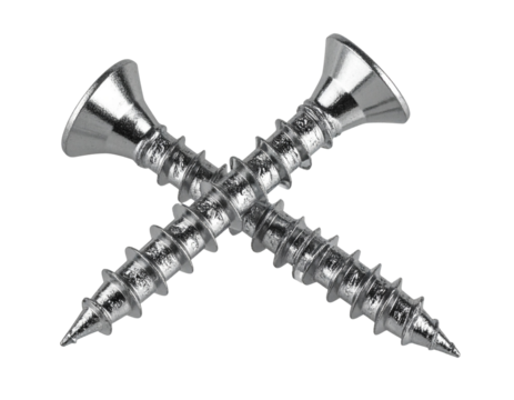 Set of Two Grounding Screws Crossed in X-Shape, isolated on transparent background