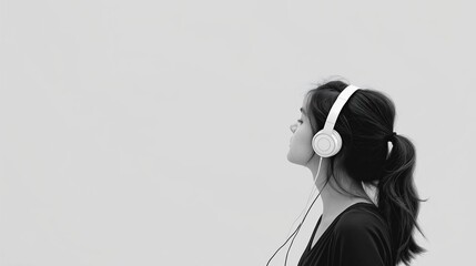 Fototapeta premium istening to music with headphones and dancing