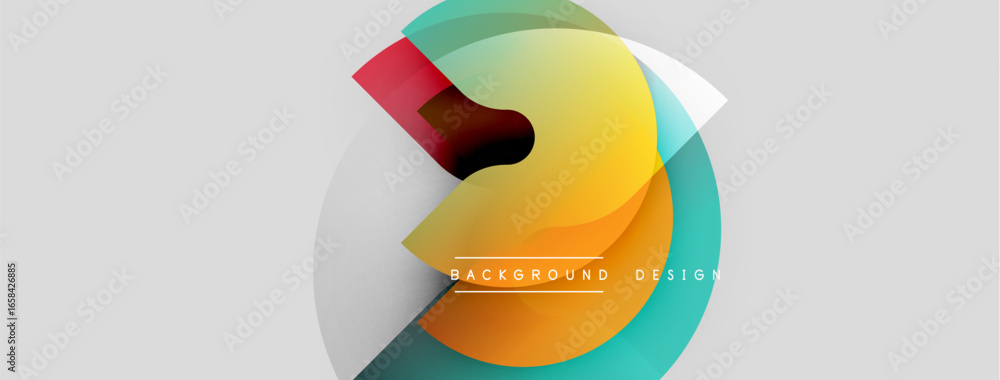 Poster abstract graphic design. overlapping colorful shapes create dynamic visual effect. minimalist style,