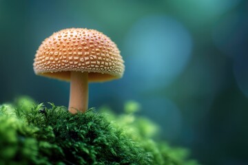 Close-up of an exotic brown mushroom, with its small round cap covered in a fine texture and tiny pores.