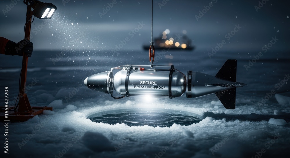 Aufkleber nighttime deployment of an underice autonomous glider in polar waters highlighting its secure and pr