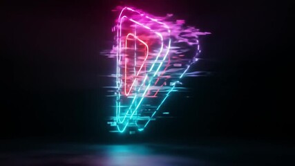 Cyberpunk Triangle: Glitching Neon Portal in Dark Space - Powered by Adobe
