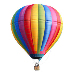 Fototapeta premium and keyword list based on the image.. Rainbow Hot Air Balloon Soaring High Above Open Landscape
