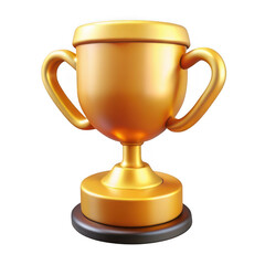 3d golden trophy cup isolated on transparent background