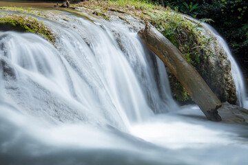 A gorgeous waterfall captured in long exposure, Huay Mae Khamin Waterfall, national park, Thailand.