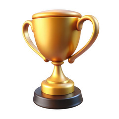 3d golden trophy with handles isolated on transparent background