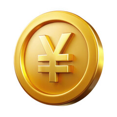 Obraz premium 3d golden yen coin with detailed texture isolated on transparent background
