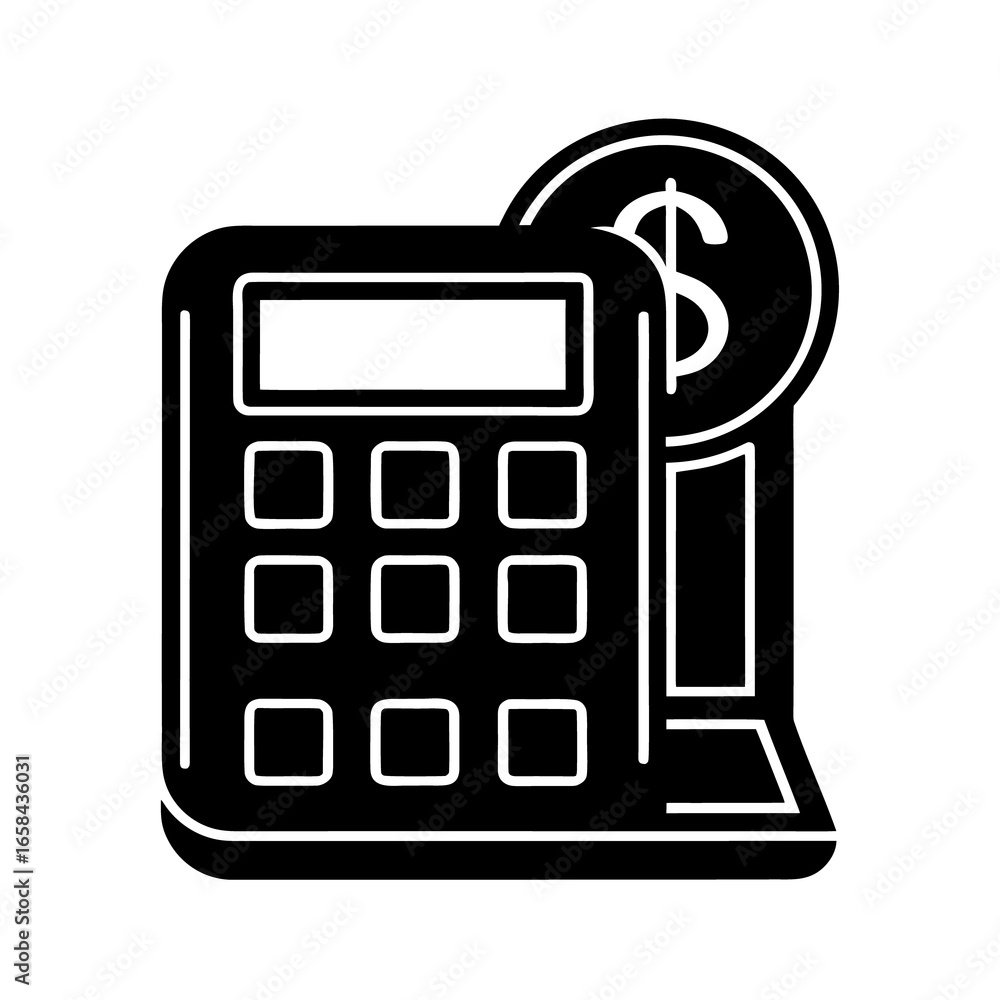 Poster calculator icon vector illustration of a digital electronic finance technology object with a keypad 