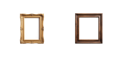 Two decorative frames showcasing elegant design in gold and dark brown tones