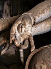 Ancient Buddha Statue Hands Meditation Mudra Datong Shanxi Province China Temple Architecture