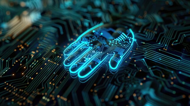 F/embed digital fingerprint, biometric security technology background vector banner with blue color theme and black background