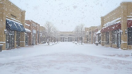 Snowy shopping plaza