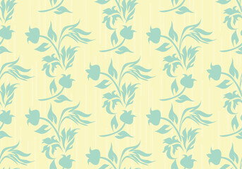 Seamless Floral Pattern with blue, white, Vintage Floral Pattern with Elegant Petals
