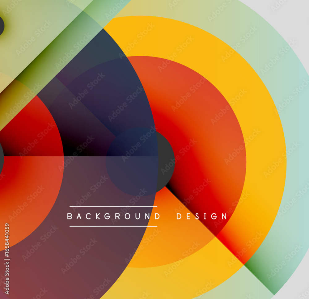 Poster abstract colorful circles overlap creating dynamic visual effect. modern design elements present smo