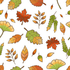 Autumn Colorful Leaves Seamless Pattern