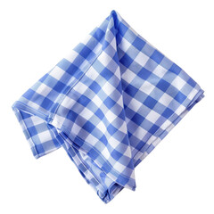 Folded checkered napkin, blue and white, for picnic or kitchen use