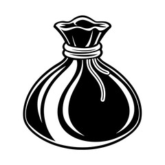 Vector illustration of a perfume bottle, a bag with flowers, and a vase with wine