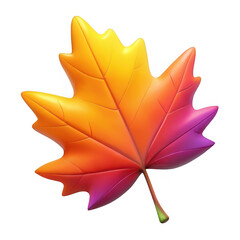 Naklejka premium 3d autumn maple leaf with gradient colors isolated on transparent background