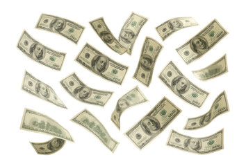 Falling 100-dollar bills.