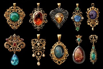 Ornate Gemstone Pendants: Antique Jewelry Designs