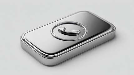 Metallic Phone Icon Button