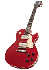 Naklejka premium Red electric guitar, isolated on white or transparent background. PNG