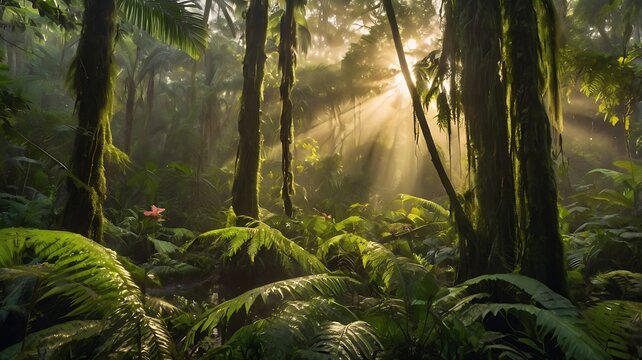 sun rays in the forest