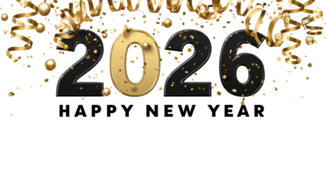Happy new year 2026, lettering transparent png, cutout