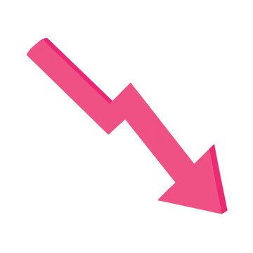 Pink arrow down isolated on transparent background