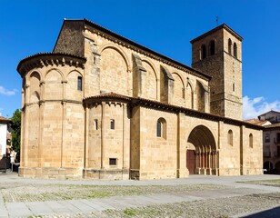 Romanesque architectural marvel with historical importance under a clear blue sky