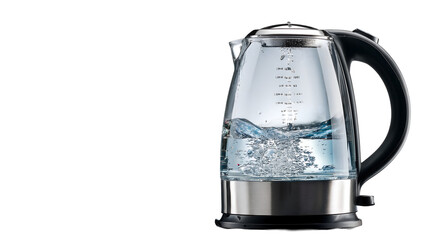 Kettle with boiling water on transparent background