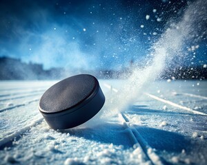 hockey puck sliding across ice