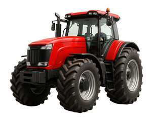 Obraz premium Robust red tractor symbolizing agricultural strength and efficiency.