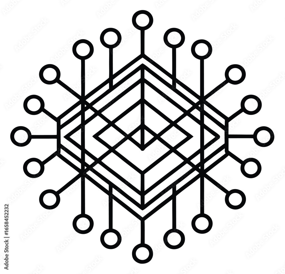 Poster abstract geometric background with a tree and connected network shapes