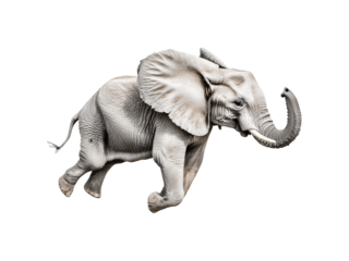 Elephant jumping in a side profile view
