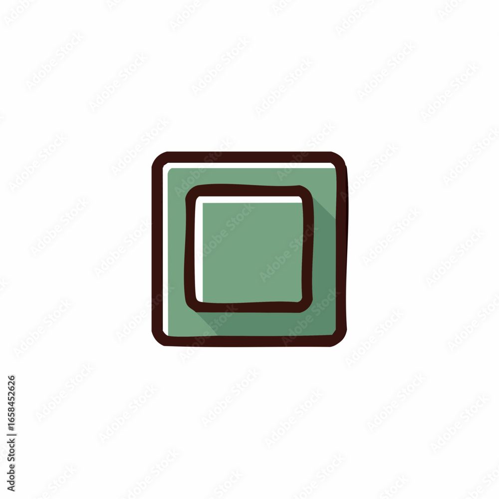 Poster hand drawn simple green square shape with dark border and shadow