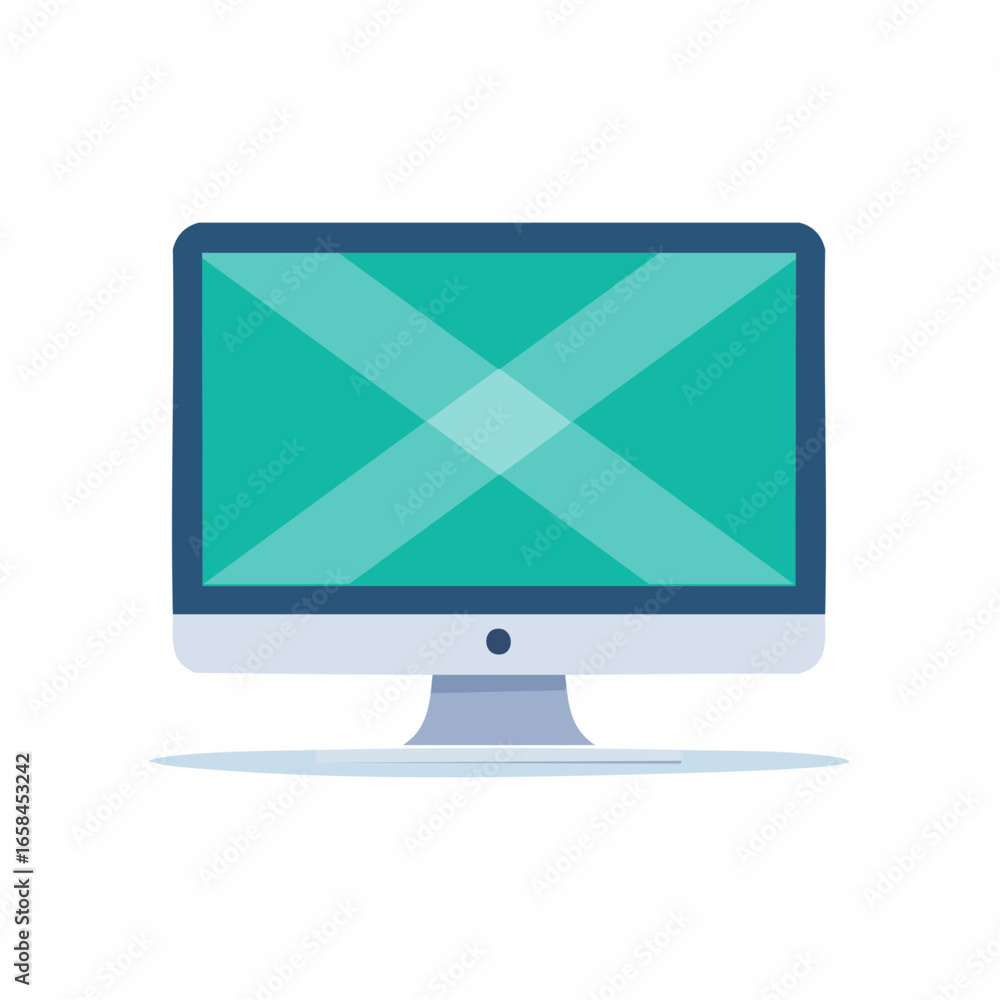 Poster desktop monitor computer flat design with screen display technology