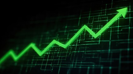 Naklejka premium Rising Line Chart: Symbolizing Upward Progress, Showing Growth and Positive Trends on a Graph