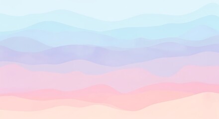 Pastel Landscape with Soft Waves: Serene Gradient of Blues, Purples, and Pinks