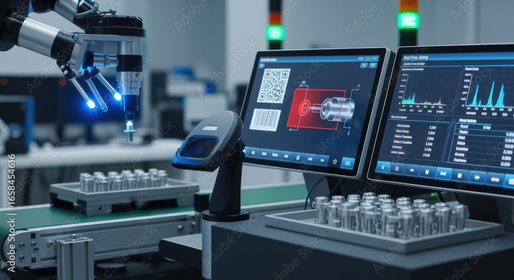 Poster technological setup of automated aerospace fastener inspection including barcode scanning defect map