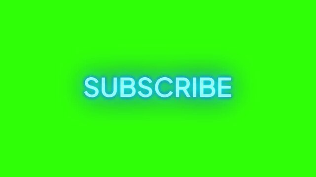 Illuminated "Subscribe" text against a vibrant green background, a call to action.  Glitch text effect.