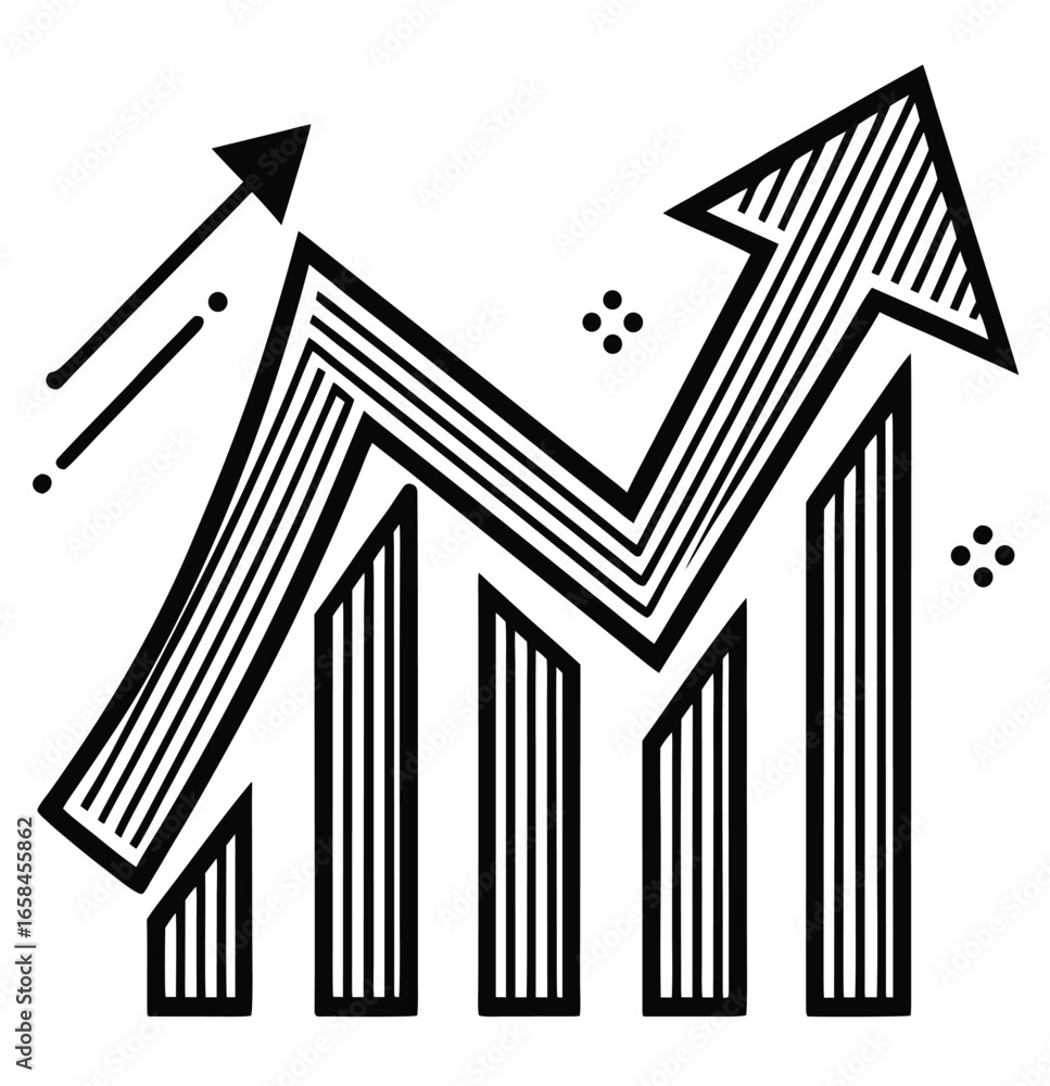 Poster abstract vector arrow icon with business growth and progress concept design