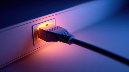Close-up of network cable plugged into outlet