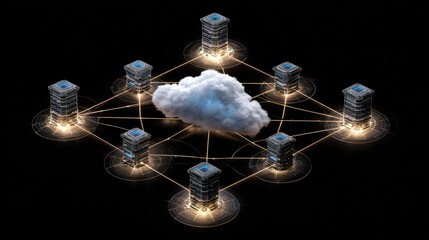 Cloud computing network, server farm, connected digital
